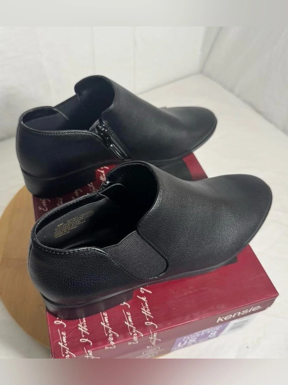 Kensie Sammy Women’s Size 8 Black Ankle Booties Stretch Comfort Zip NEW